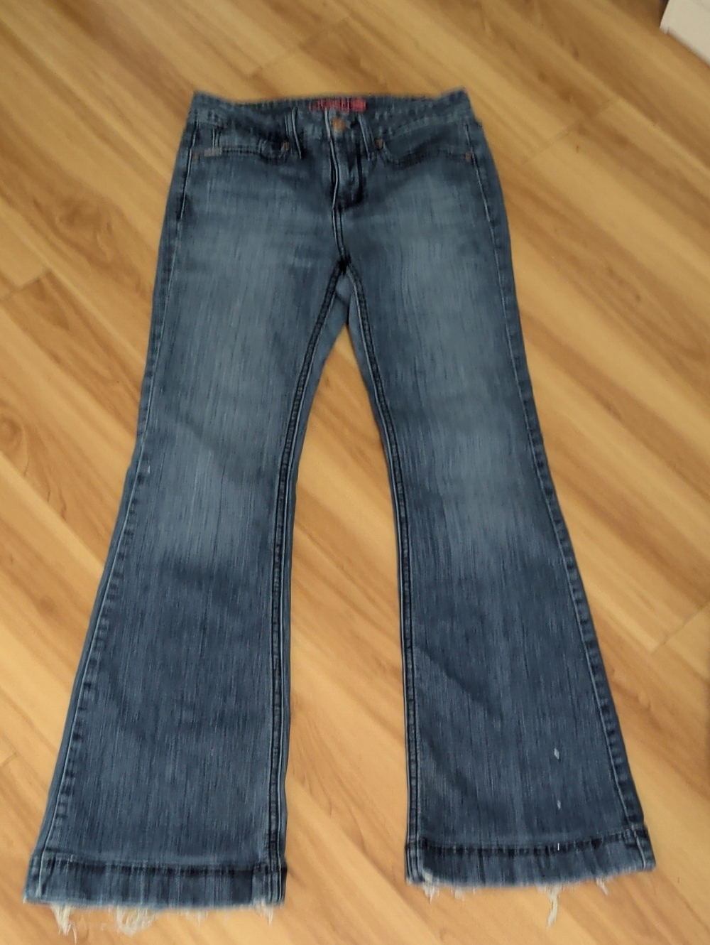 Cinch Dark Blue Flared Jeans with Frayed Hem